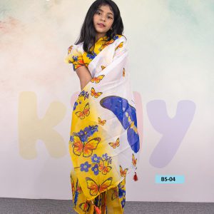 Home bs 04 হাফ সিল্ক প্রিন্ট রেডি শাড়ি