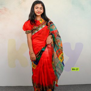 Home bs 17 হাফ সিল্ক প্রিন্ট রেডি লেহেঙ্গা শাড়ি