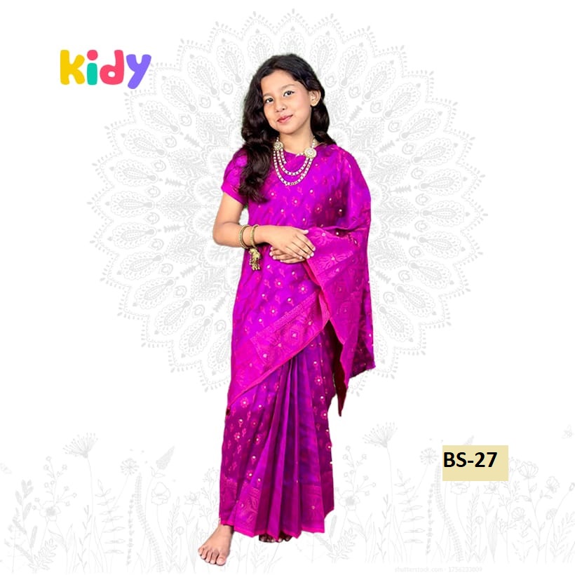 BS-27 বেবি রেডি জামদানি লেহেঙ্গা শাড়ি