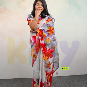 Home BS-30 হাফ সিল্ক প্রিন্ট রেডি লেহেঙ্গা শাড়ি