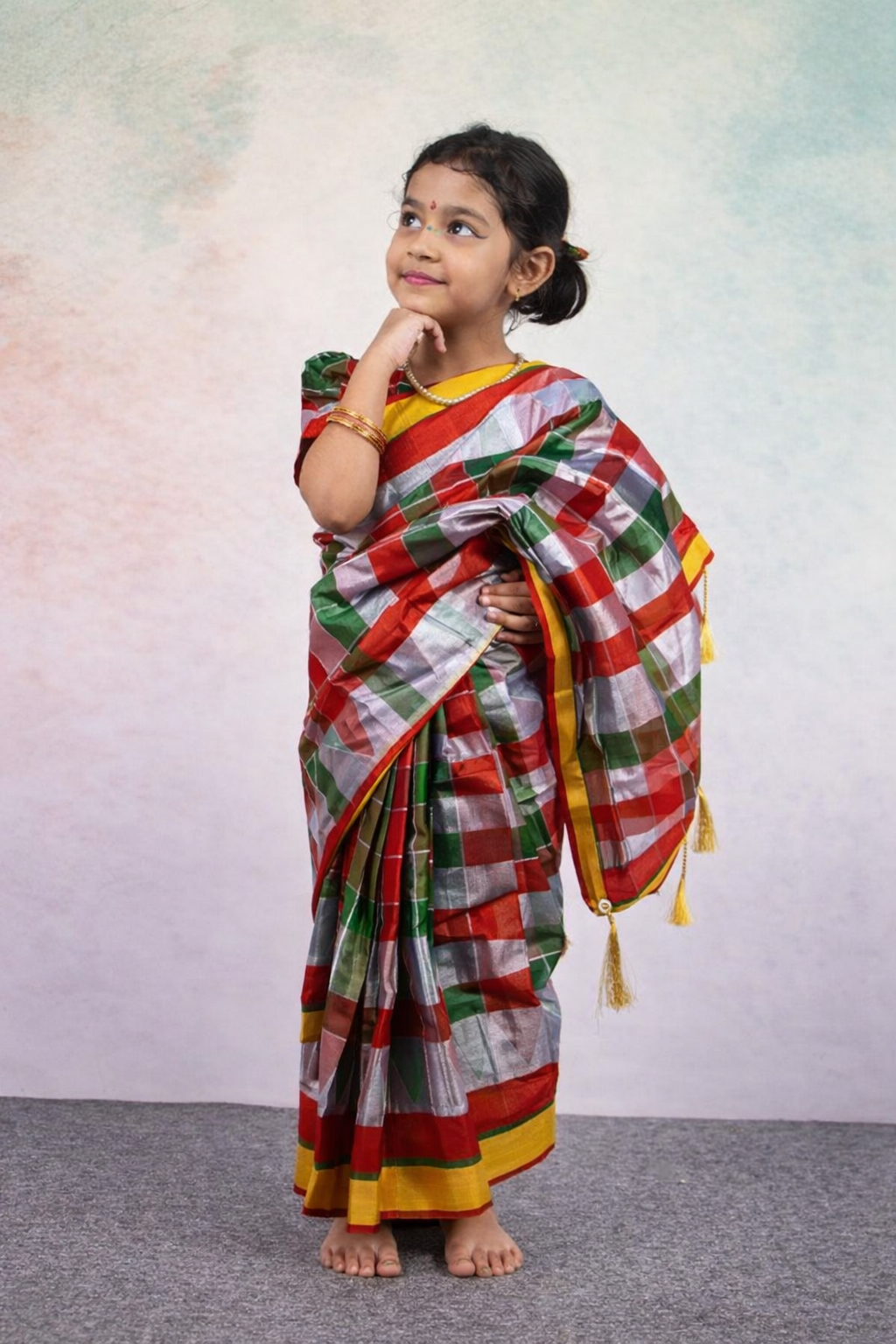 file_000000007f547209b4ad26007a838f1c BS-02/BS-51 বেবি রেডি চেক সিল্ক শাড়ি - Image 1
